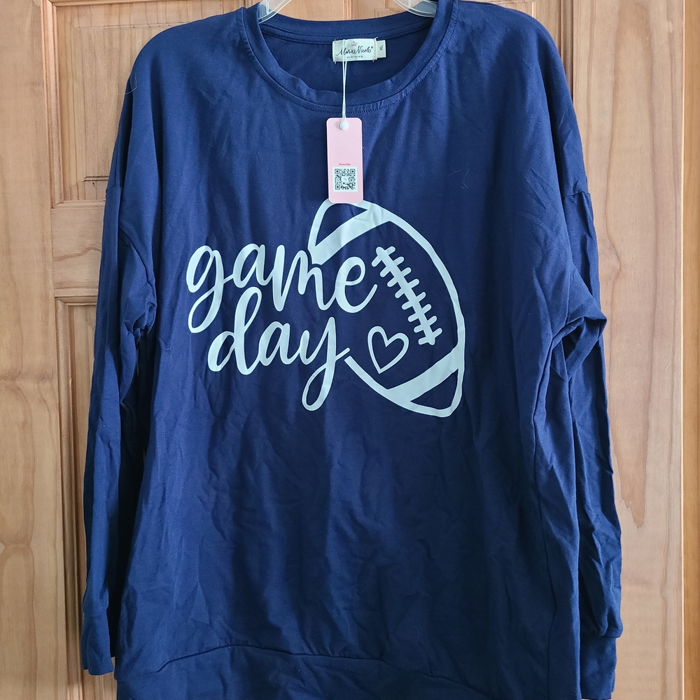 Game Day Navy Blue Lightweight Sweatshirt
